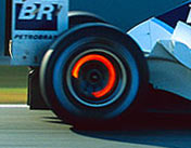 A brake disc lighting up from the heat